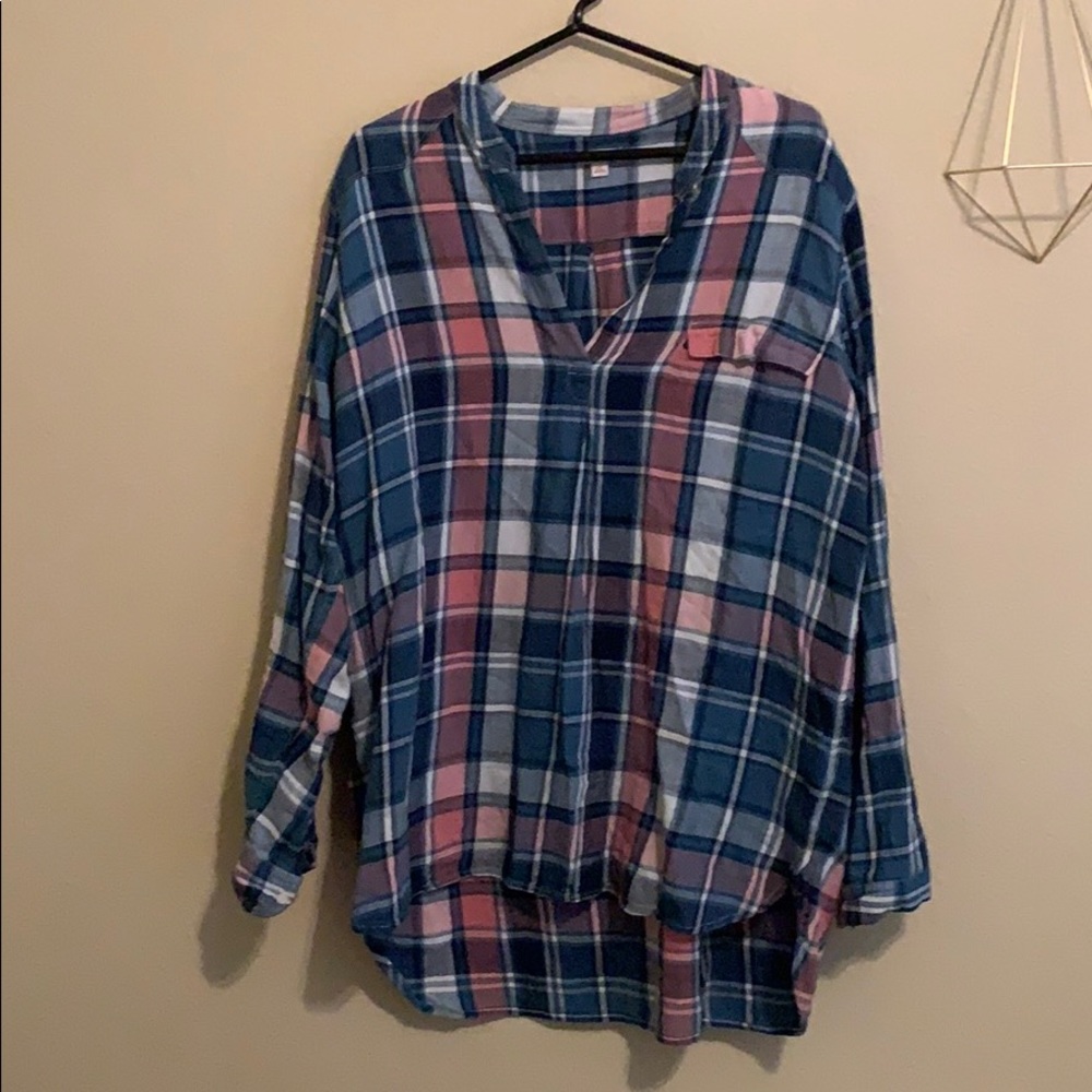 Oversized plaid pullover